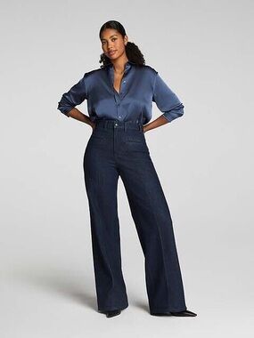 SPANX High-Rise Wide-Leg Jeans - Indigo